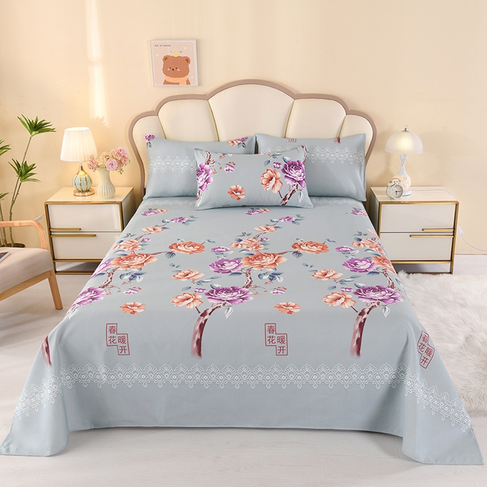 91家纺网 家纺一手货源 找家纺 望淮家纺 2025新款老粗布凉席床单三件套 春暖花开