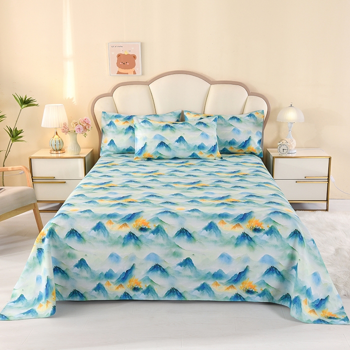 91家纺网 家纺一手货源 找家纺 望淮家纺 2025新款老粗布凉席床单三件套 江南韵