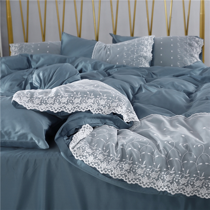 91家纺网 家纺一手货源 找家纺 韩秀 2026新款水洗真丝四件套-甜馨系列 甜馨-湖兰3