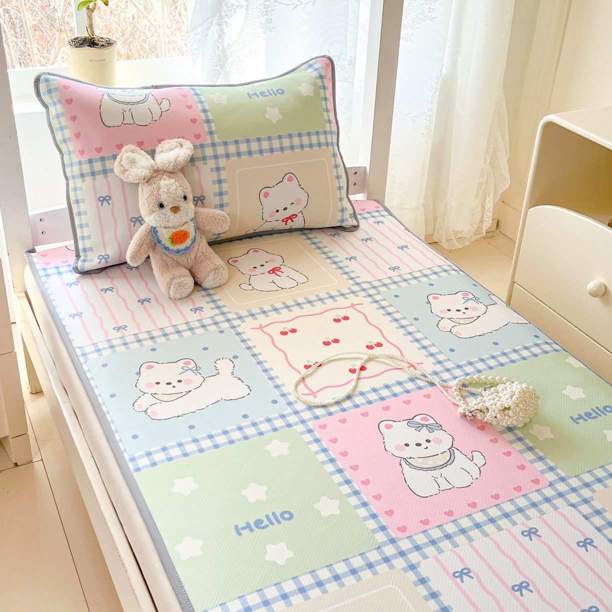 91家纺网 家纺一手货源 找家纺 川悦生活 2026新款凉感冰丝席小阪凉感冰丝数码印花席学生床 席画画西高地