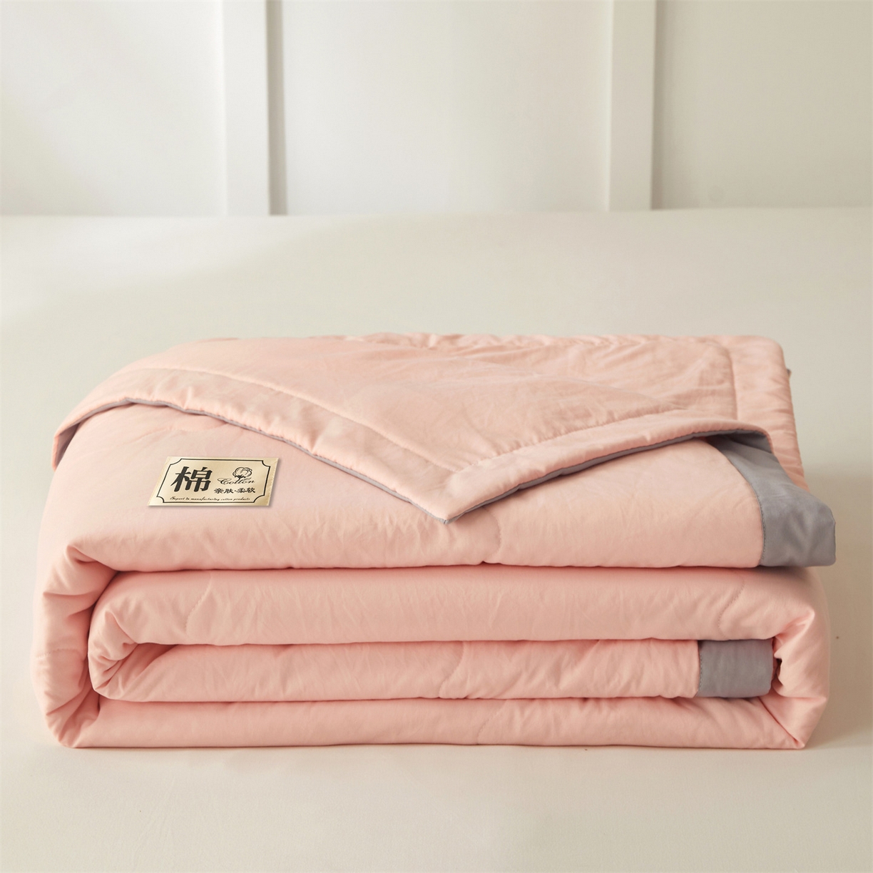 91家纺网 家纺一手货源 找家纺 招财星家纺 2026新款A类无印风100%新疆棉花夏被纯棉夏凉被空调被子薄被芯棉花被四件套 香妃粉