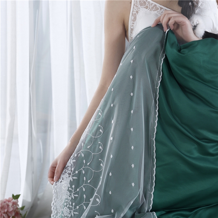 91家纺网 家纺一手货源 找家纺 韩秀 2026新款水洗真丝四件套-甜馨系列 甜馨-孔雀蓝