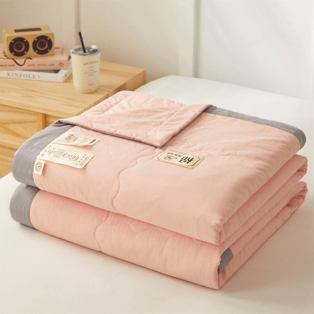 91家纺网 家纺一手货源 找家纺 招财星家纺 2026新款A类无印风100%新疆棉花夏被纯棉夏凉被空调被子薄被芯棉花被四件套 香妃粉