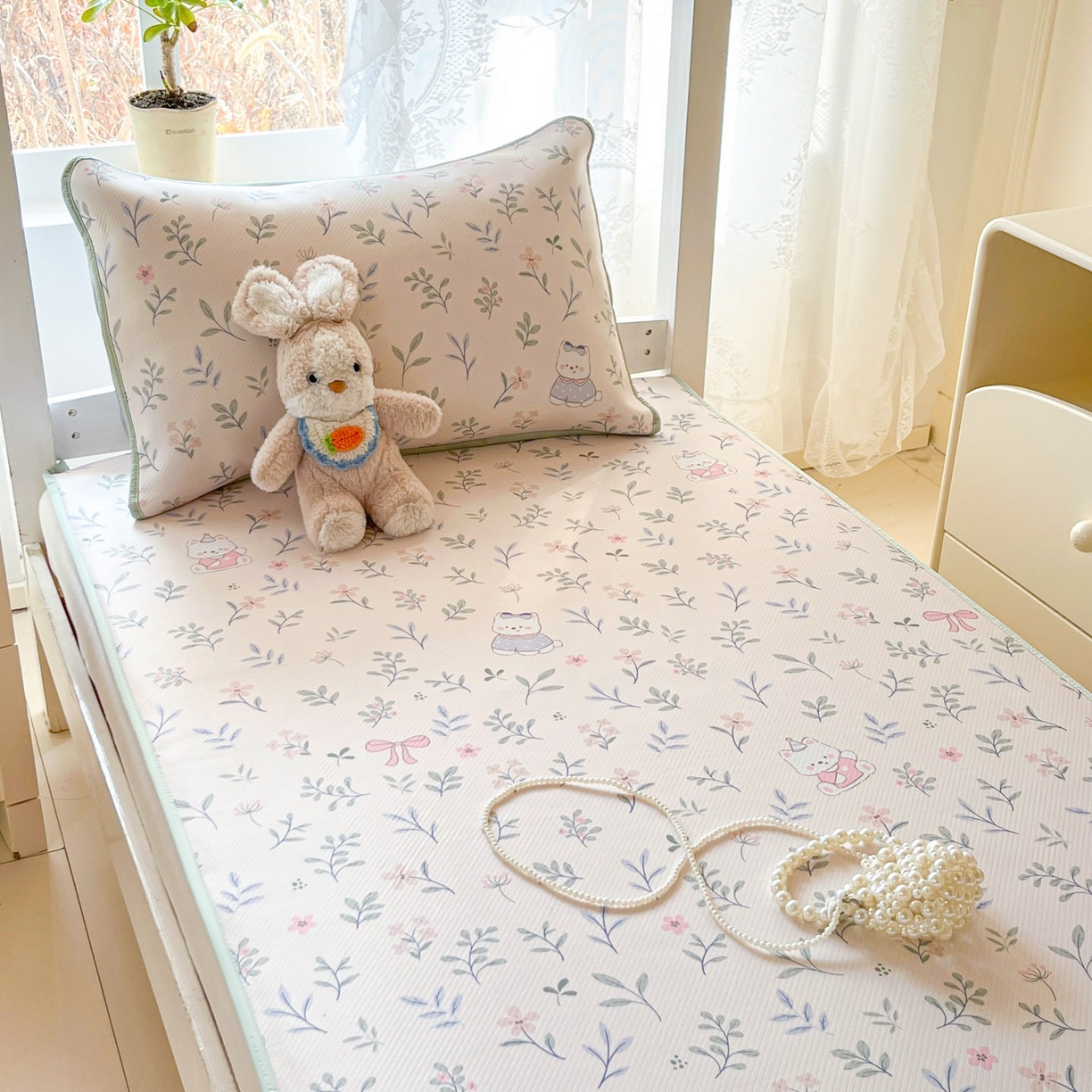 91家纺网 家纺一手货源 找家纺 川悦生活 2026新款凉感冰丝席小阪凉感冰丝数码印花席学生床 席春日小狗