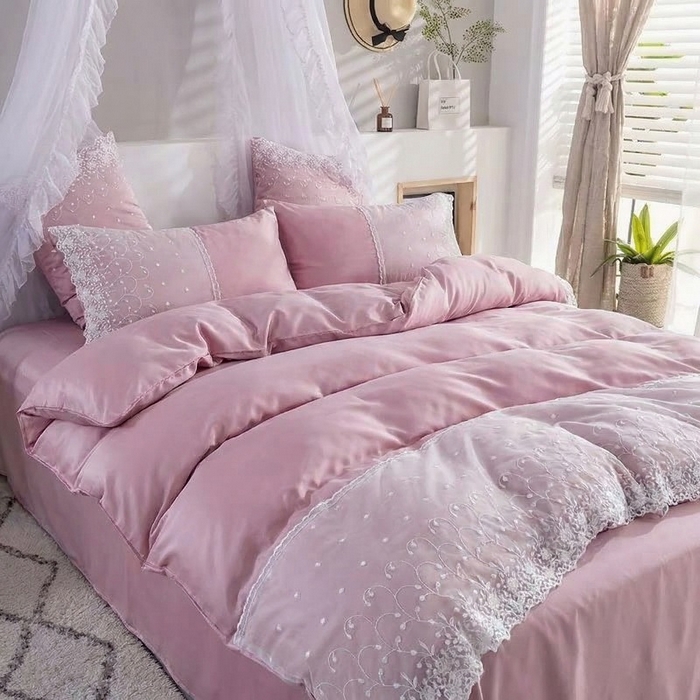 韩秀 2026新款水洗真丝四件套-甜馨系列 甜馨-深豆沙