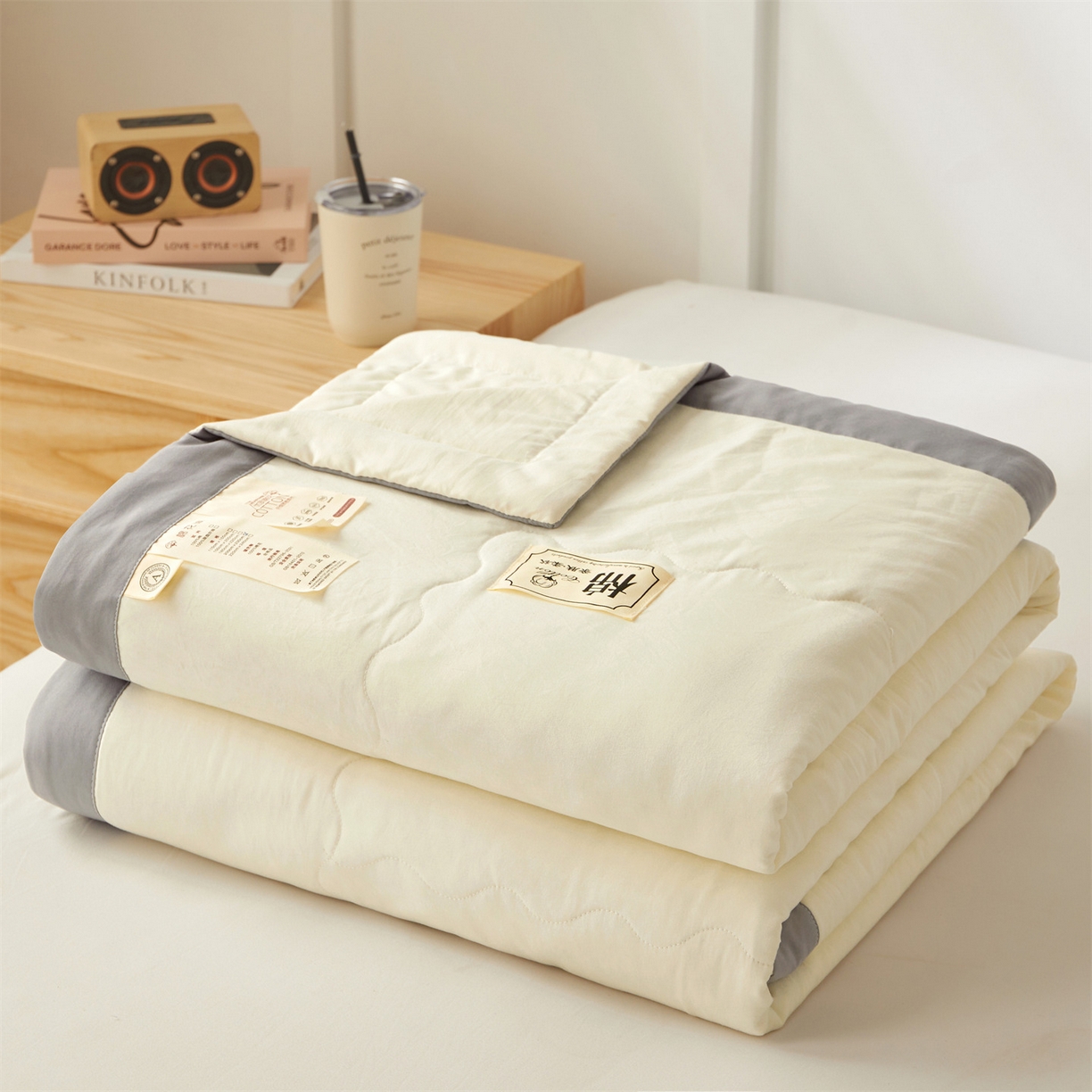 91家纺网 家纺一手货源 找家纺 招财星家纺 2026新款A类无印风100%新疆棉花夏被纯棉夏凉被空调被子薄被芯棉花被四件套 云朵白