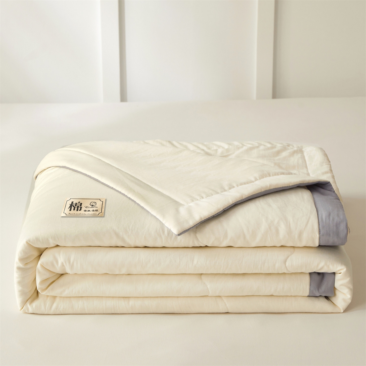 91家纺网 家纺一手货源 找家纺 招财星家纺 2026新款A类无印风100%新疆棉花夏被纯棉夏凉被空调被子薄被芯棉花被四件套 云朵白