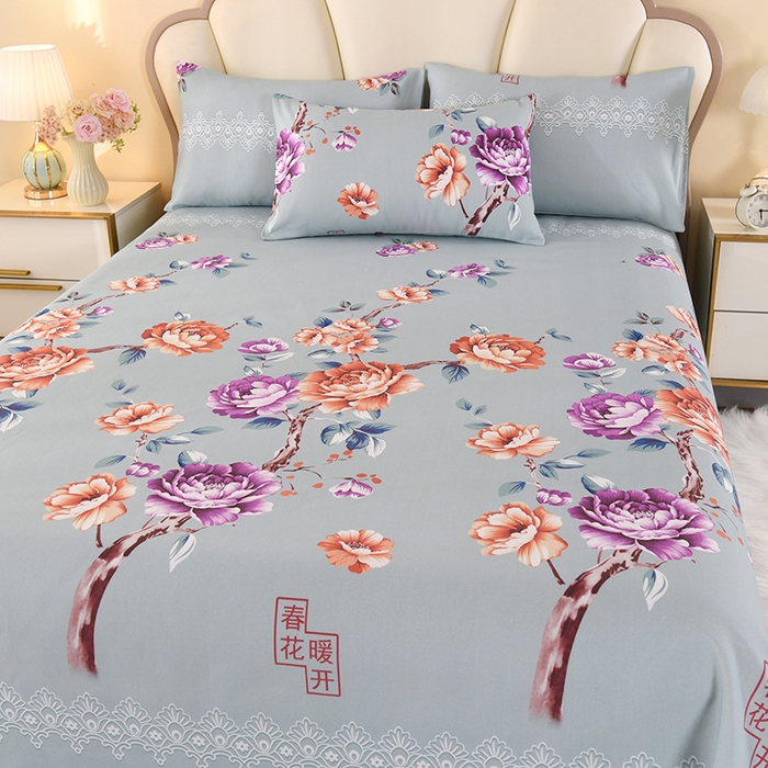 91家纺网 家纺一手货源 找家纺 望淮家纺 2025新款老粗布凉席床单三件套 春暖花开