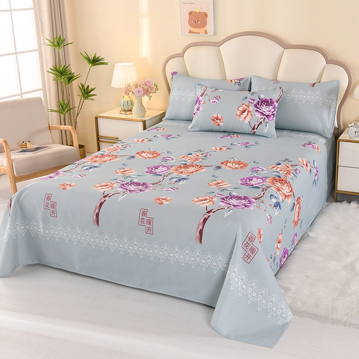 91家纺网 家纺一手货源 找家纺 望淮家纺 2025新款老粗布凉席床单三件套 春暖花开