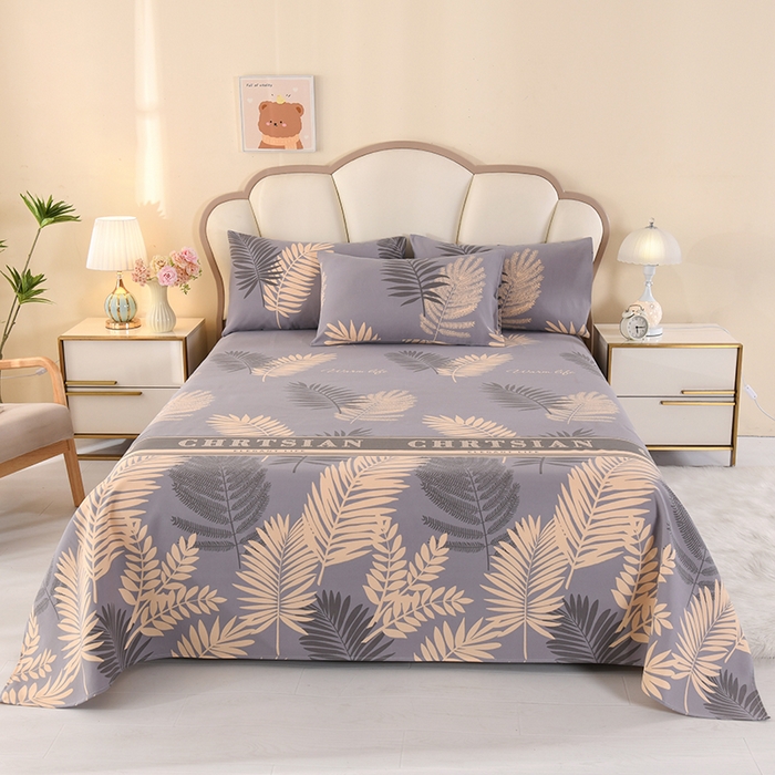 望淮家纺 2025新款老粗布凉席床单三件套 黄金叶