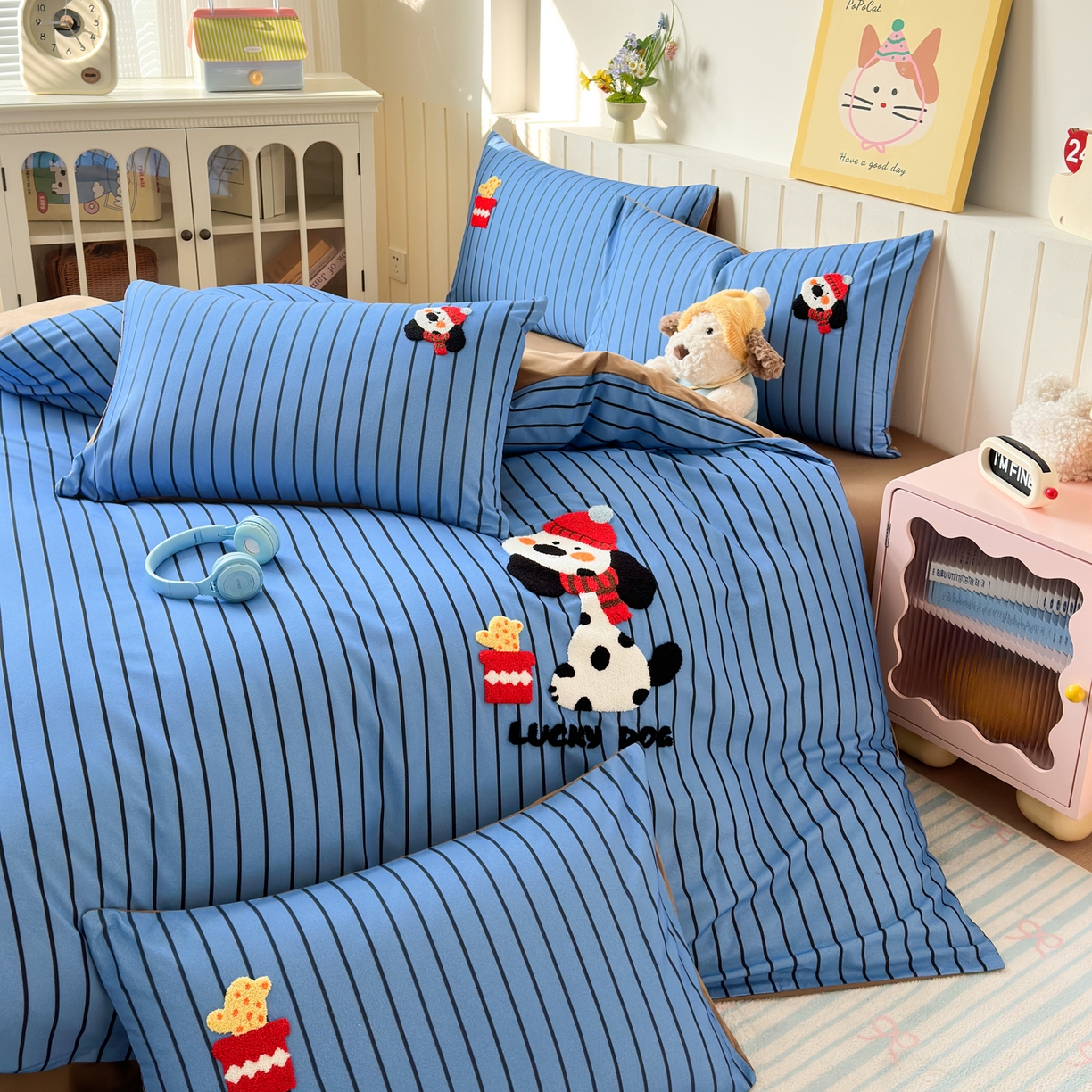 91家纺网 家纺一手货源 找家纺 （总）如意朵 2026新款超柔高密全棉小清新绣花四件套（专版花型）