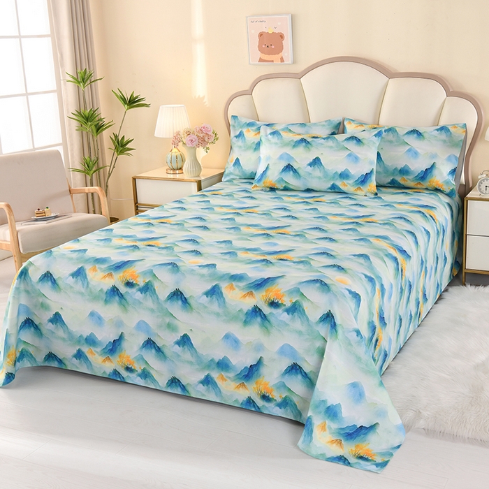 91家纺网 家纺一手货源 找家纺 望淮家纺 2025新款老粗布凉席床单三件套 江南韵