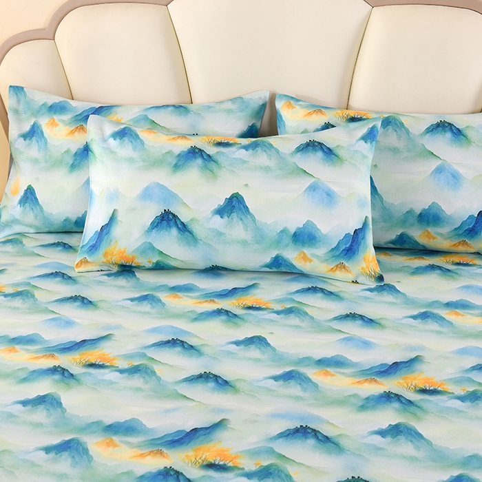 91家纺网 家纺一手货源 找家纺 望淮家纺 2025新款老粗布凉席床单三件套 江南韵