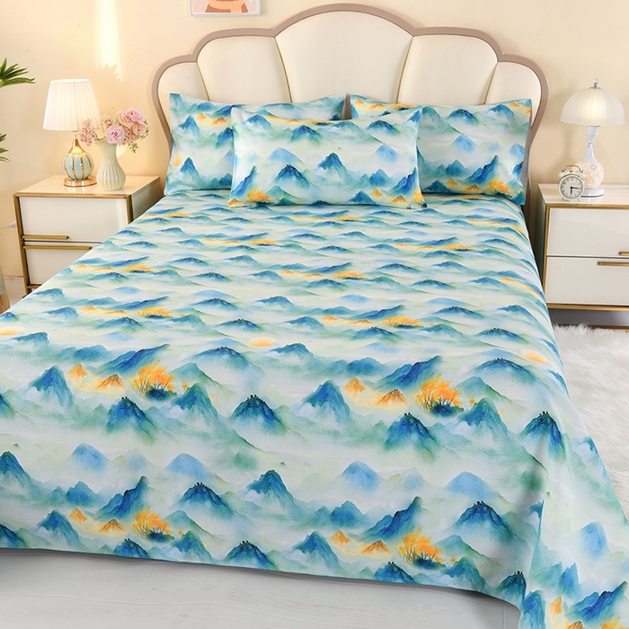 91家纺网 家纺一手货源 找家纺 望淮家纺 2025新款老粗布凉席床单三件套 江南韵