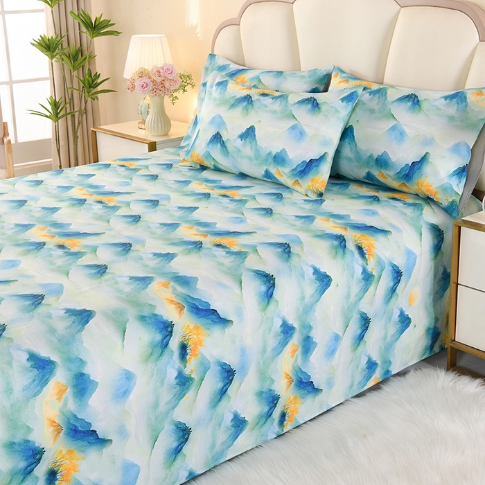 91家纺网 家纺一手货源 找家纺 望淮家纺 2025新款老粗布凉席床单三件套 江南韵