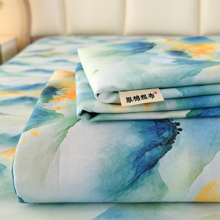 91家纺网 家纺一手货源 找家纺 望淮家纺 2025新款老粗布凉席床单三件套 江南韵