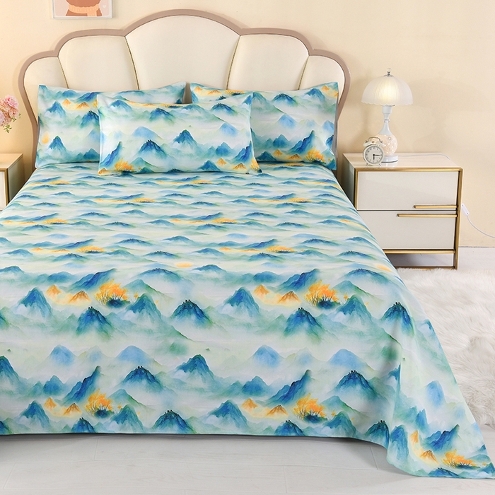 91家纺网 家纺一手货源 找家纺 望淮家纺 2025新款老粗布凉席床单三件套 江南韵