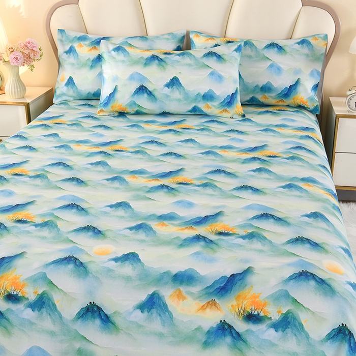 91家纺网 家纺一手货源 找家纺 望淮家纺 2025新款老粗布凉席床单三件套 江南韵