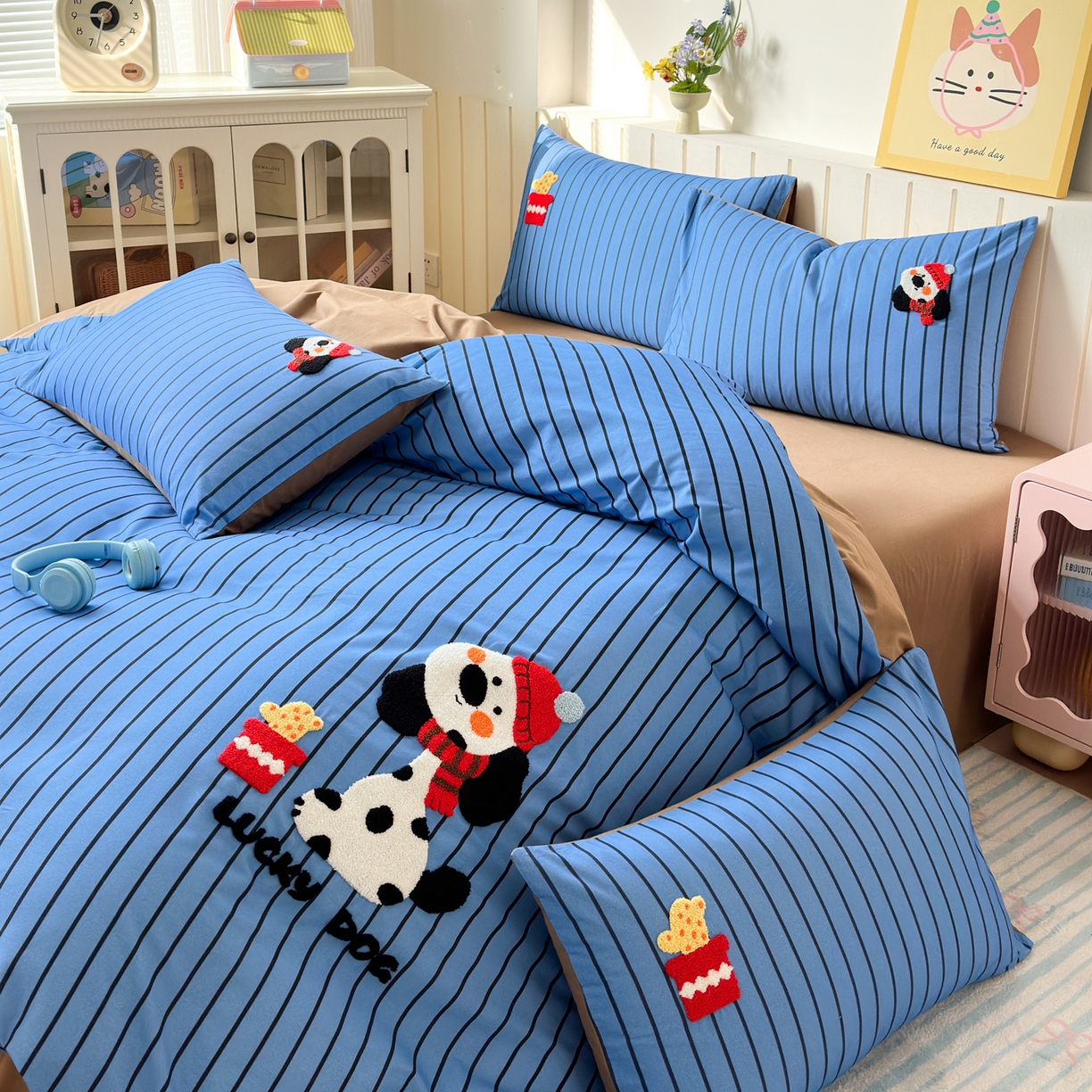 91家纺网 家纺一手货源 找家纺 （总）如意朵 2026新款超柔高密全棉小清新绣花四件套（专版花型）