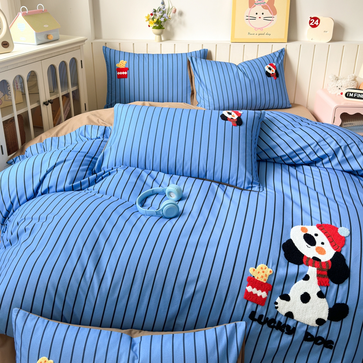 91家纺网 家纺一手货源 找家纺 （总）如意朵 2026新款超柔高密全棉小清新绣花四件套（专版花型）