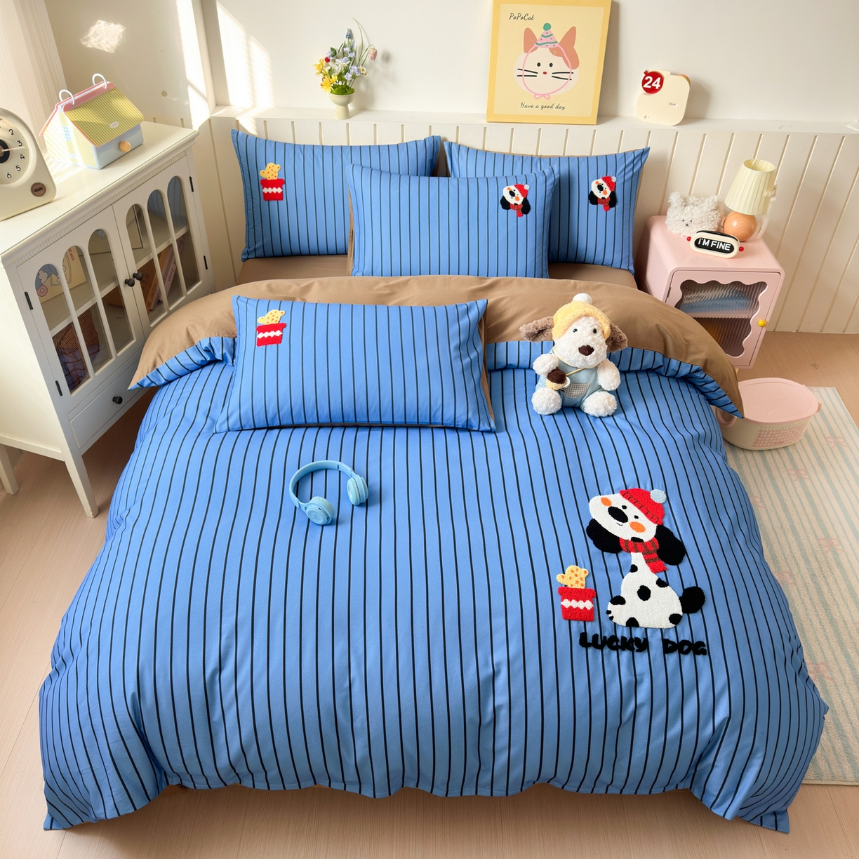 91家纺网 家纺一手货源 找家纺 （总）如意朵 2026新款超柔高密全棉小清新绣花四件套（专版花型）