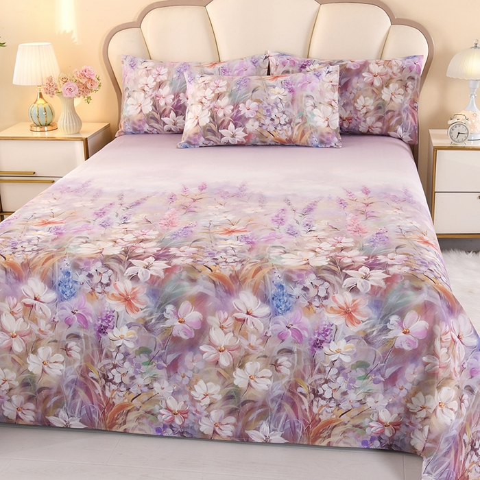 91家纺网 家纺一手货源 找家纺 望淮家纺 2025新款老粗布凉席床单三件套 梦幻