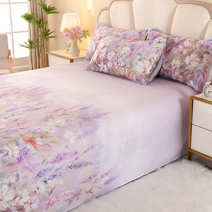 91家纺网 家纺一手货源 找家纺 望淮家纺 2025新款老粗布凉席床单三件套 梦幻