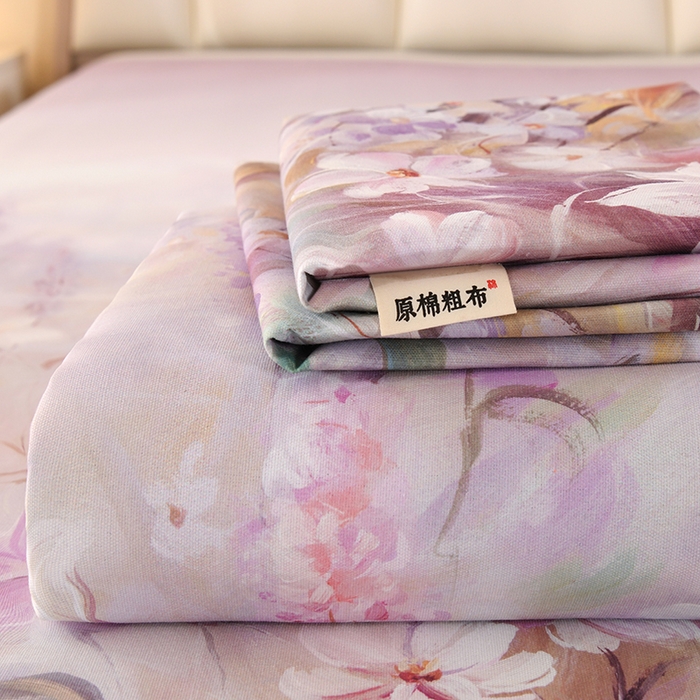 91家纺网 家纺一手货源 找家纺 望淮家纺 2025新款老粗布凉席床单三件套 梦幻