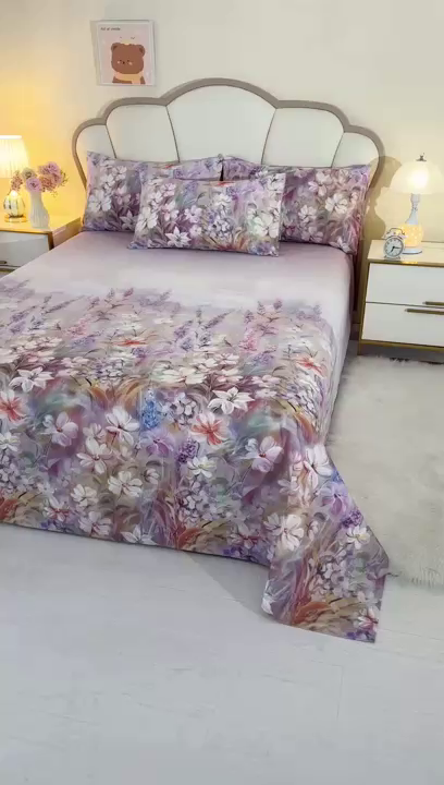 91家纺网 家纺一手货源 找家纺 望淮家纺 2025新款老粗布凉席床单三件套 梦幻