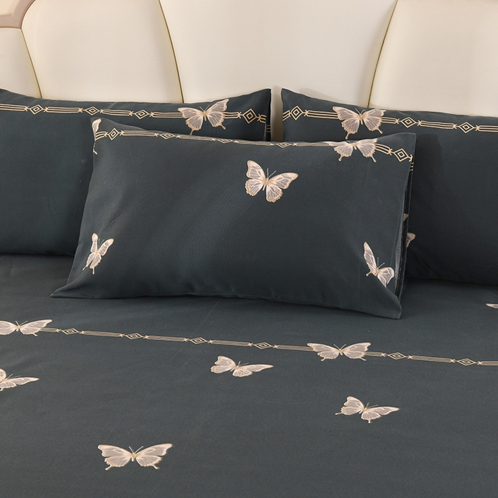 91家纺网 家纺一手货源 找家纺 望淮家纺 2025新款老粗布凉席床单三件套 墨羽