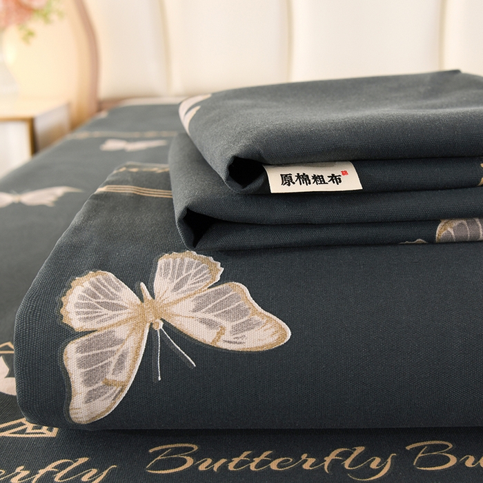 91家纺网 家纺一手货源 找家纺 望淮家纺 2025新款老粗布凉席床单三件套 墨羽