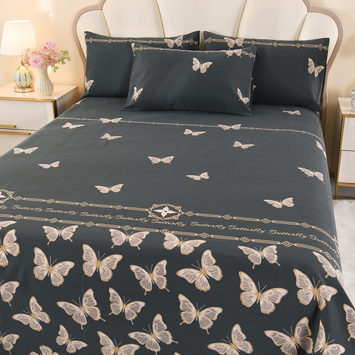 91家纺网 家纺一手货源 找家纺 望淮家纺 2025新款老粗布凉席床单三件套 墨羽