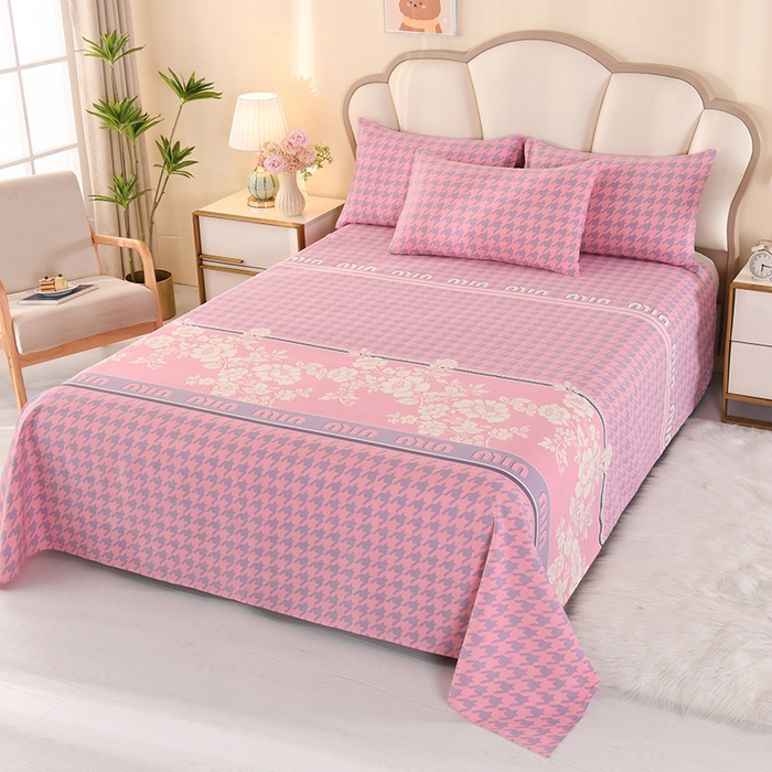 91家纺网 家纺一手货源 找家纺 望淮家纺 2025新款老粗布凉席床单三件套 千鸟格