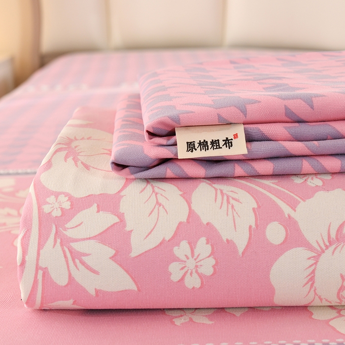 91家纺网 家纺一手货源 找家纺 望淮家纺 2025新款老粗布凉席床单三件套 千鸟格