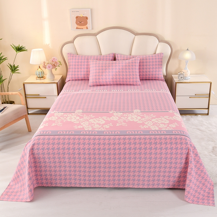 望淮家纺 2025新款老粗布凉席床单三件套 千鸟格