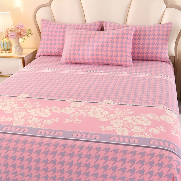 91家纺网 家纺一手货源 找家纺 望淮家纺 2025新款老粗布凉席床单三件套 千鸟格