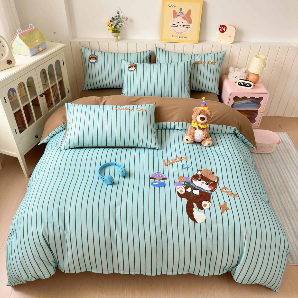 91家纺网 家纺一手货源 找家纺 （总）如意朵 2026新款超柔高密全棉小清新绣花四件套（专版花型）