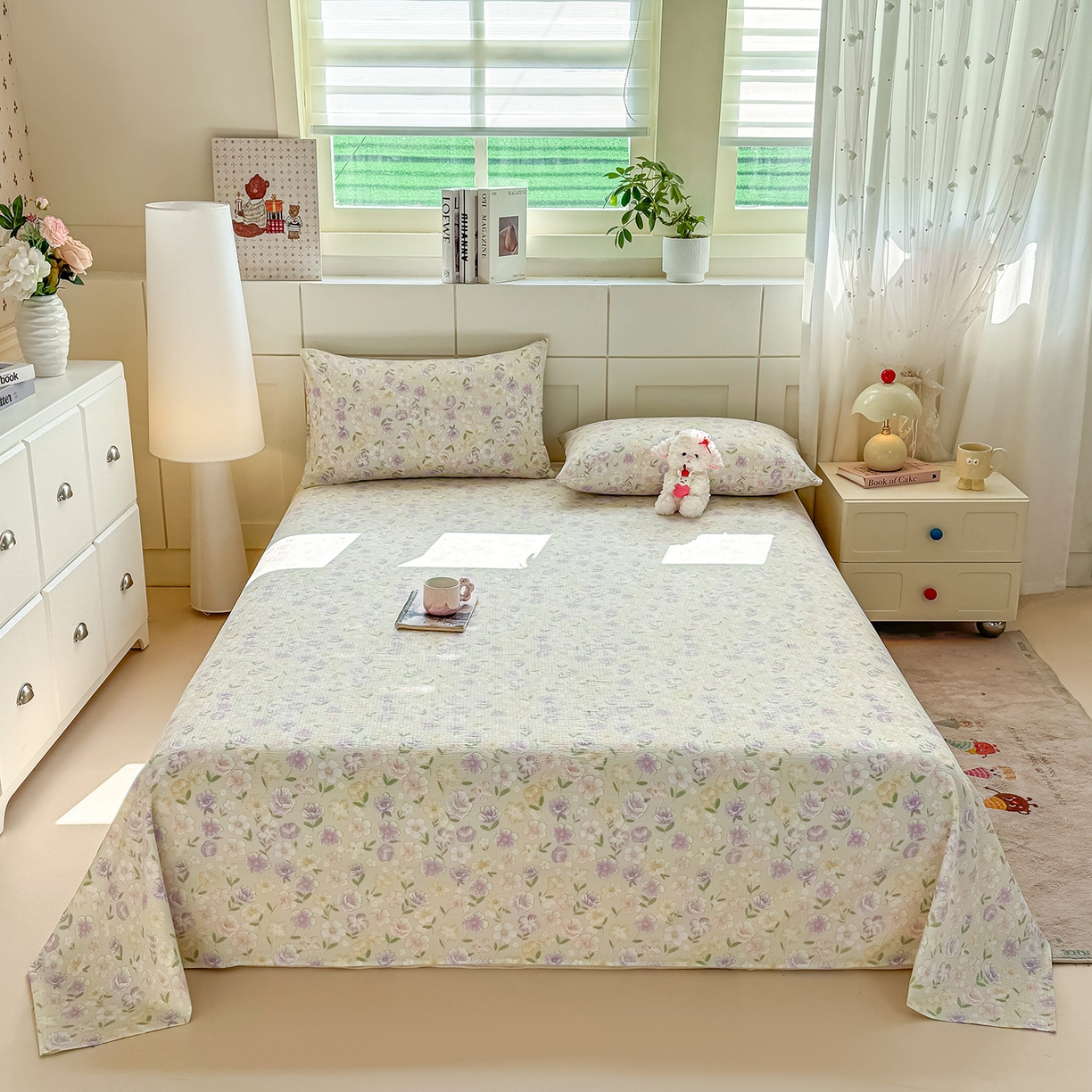 91家纺网 家纺一手货源 找家纺 眠势力 2026新款双层纱床单单件云感皱皱纱床罩三件套 春野织梦