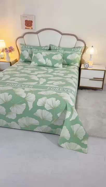 91家纺网 家纺一手货源 找家纺 望淮家纺 2025新款老粗布凉席床单三件套 三生有幸