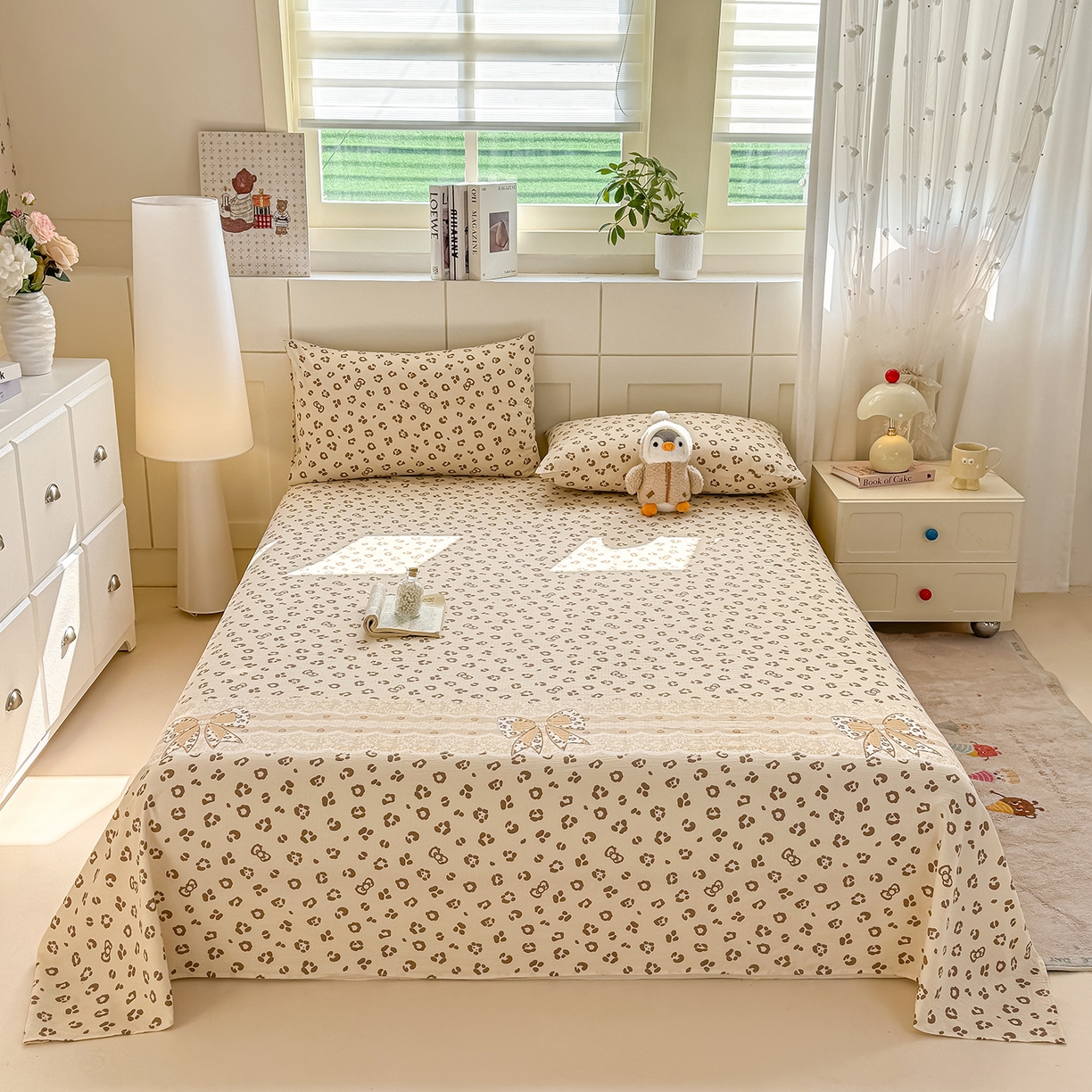 91家纺网 家纺一手货源 找家纺 眠势力 2026新款双层纱床单单件云感皱皱纱床罩三件套 金蝶逐影