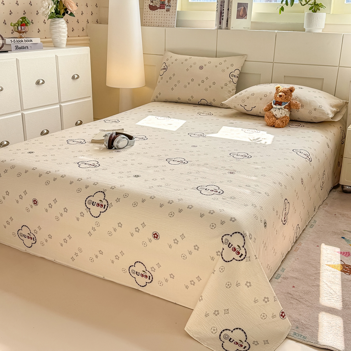 91家纺网 家纺一手货源 找家纺 眠势力 2026新款双层纱床单单件云感皱皱纱床罩三件套 向云端