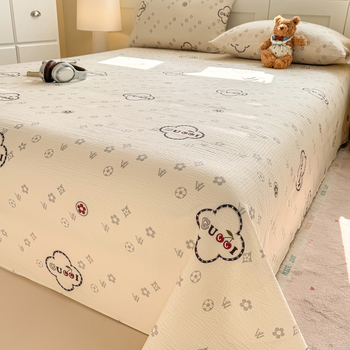 91家纺网 家纺一手货源 找家纺 眠势力 2026新款双层纱床单单件云感皱皱纱床罩三件套 向云端