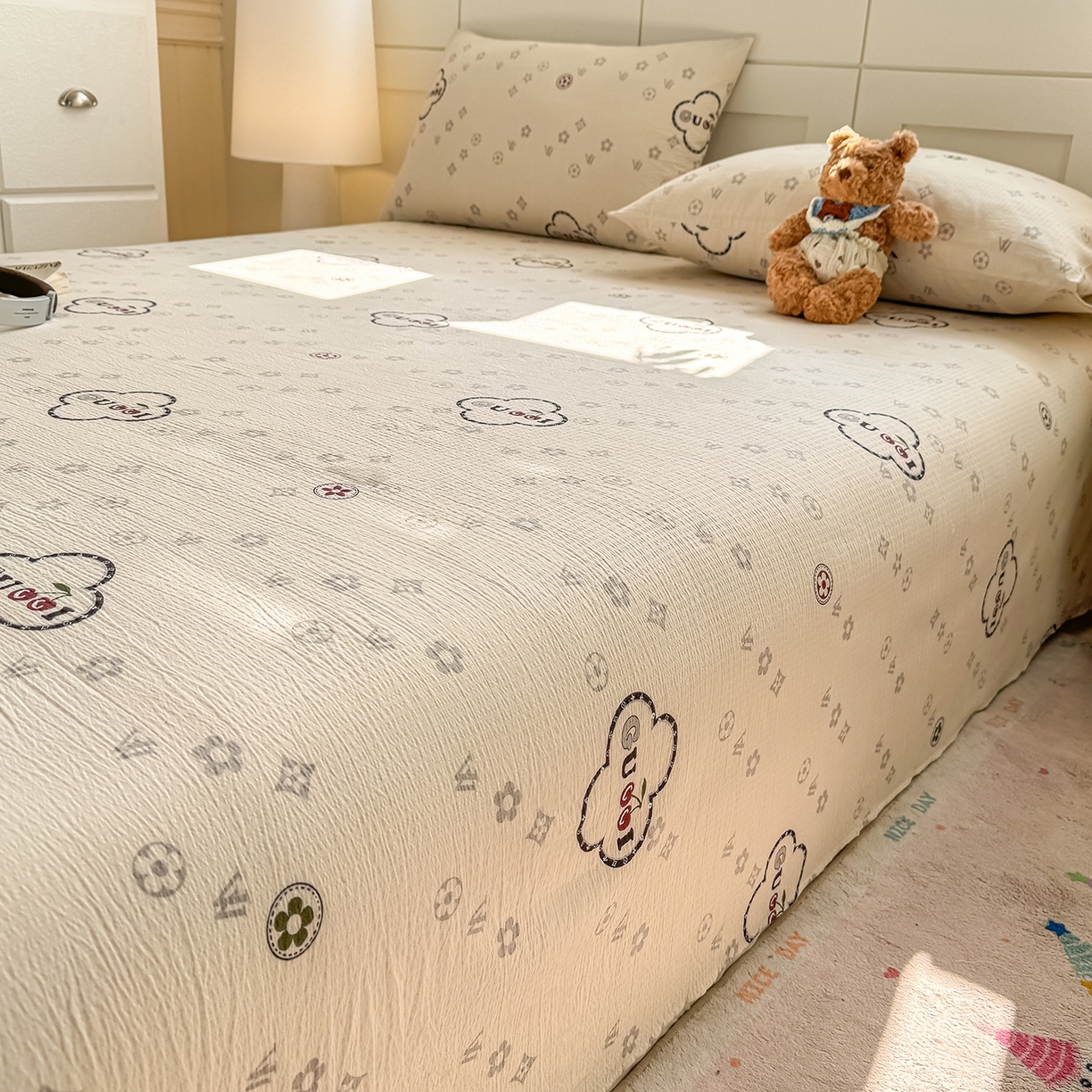 91家纺网 家纺一手货源 找家纺 眠势力 2026新款双层纱床单单件云感皱皱纱床罩三件套 向云端