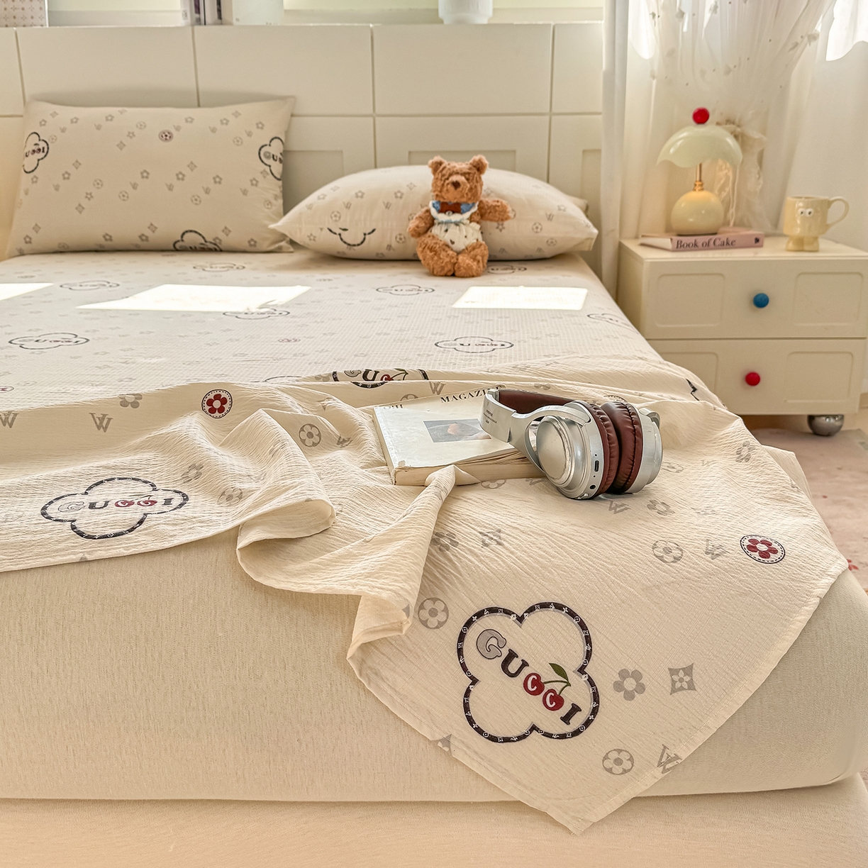 91家纺网 家纺一手货源 找家纺 眠势力 2026新款双层纱床单单件云感皱皱纱床罩三件套 向云端