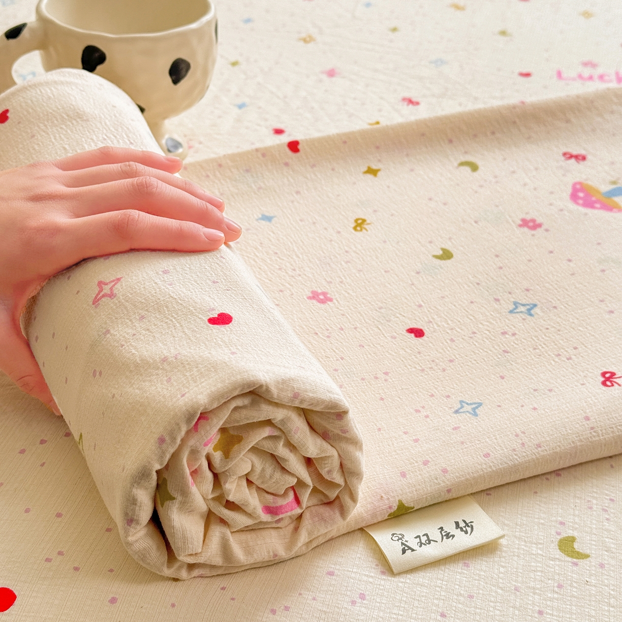 91家纺网 家纺一手货源 找家纺 眠势力 2026新款双层纱床单单件云感皱皱纱床罩三件套 星梦甜心