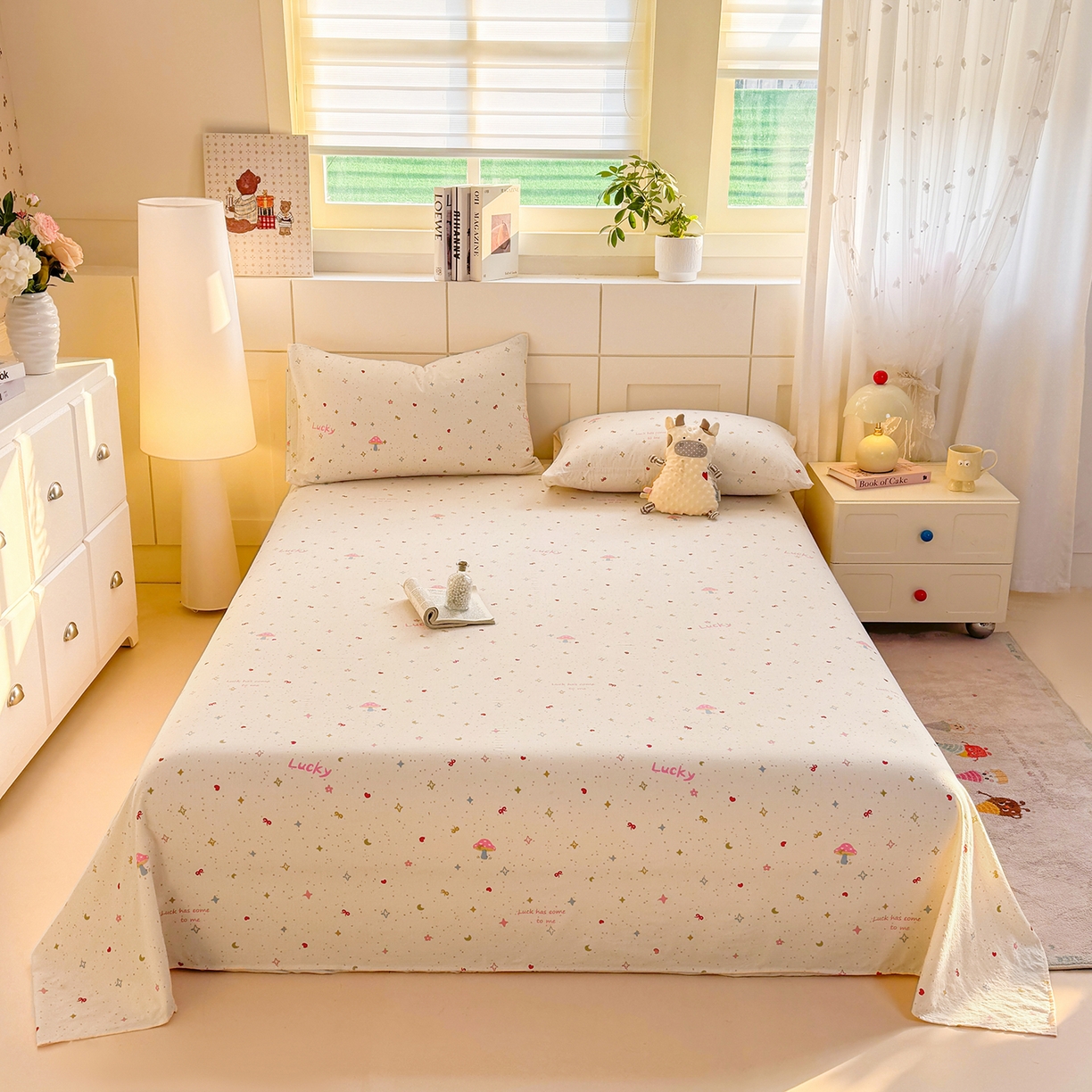 91家纺网 家纺一手货源 找家纺 眠势力 2026新款双层纱床单单件云感皱皱纱床罩三件套 星梦甜心