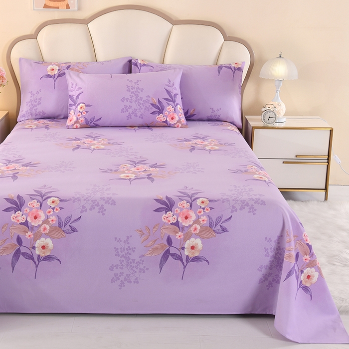 91家纺网 家纺一手货源 找家纺 望淮家纺 2025新款老粗布凉席床单三件套 烟雨-紫