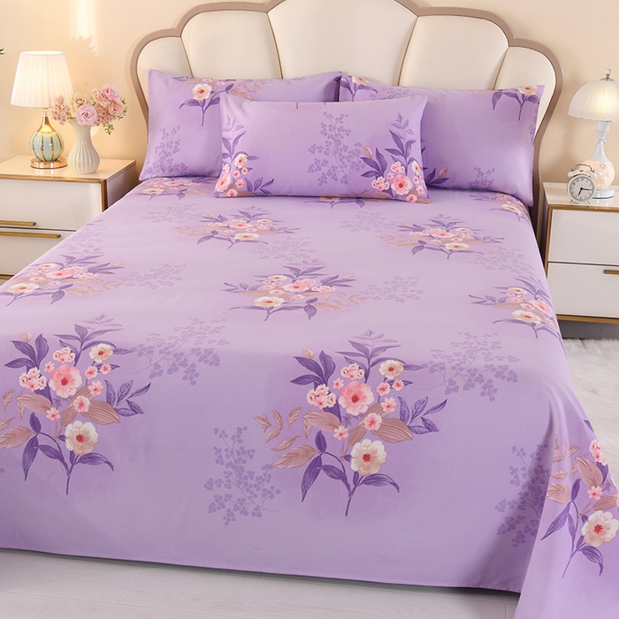 91家纺网 家纺一手货源 找家纺 望淮家纺 2025新款老粗布凉席床单三件套 烟雨-紫