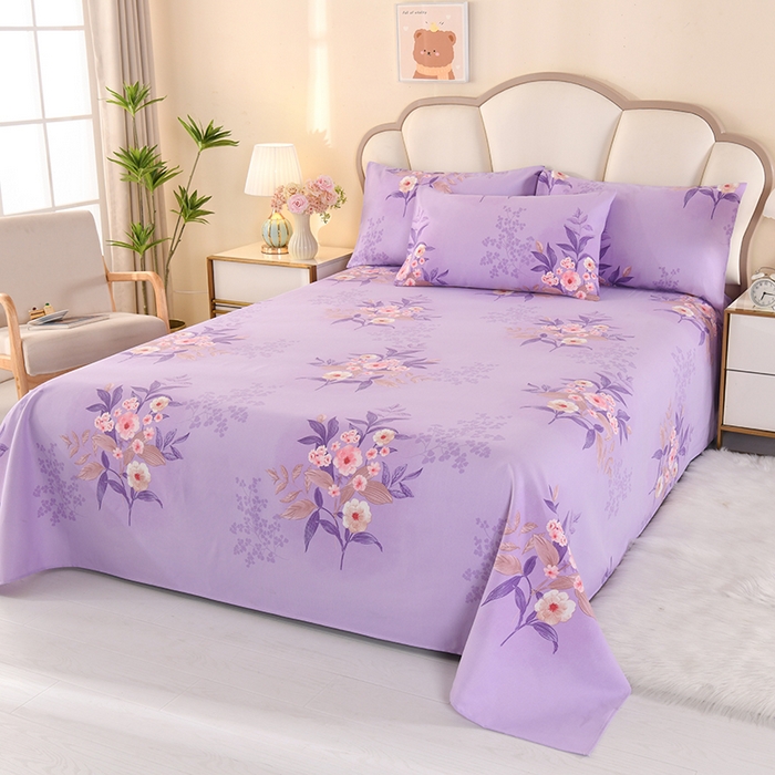 91家纺网 家纺一手货源 找家纺 望淮家纺 2025新款老粗布凉席床单三件套 烟雨-紫