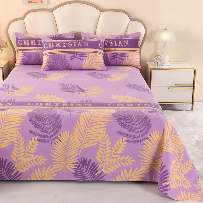 91家纺网 家纺一手货源 找家纺 望淮家纺 2025新款老粗布凉席床单三件套 紫气东来